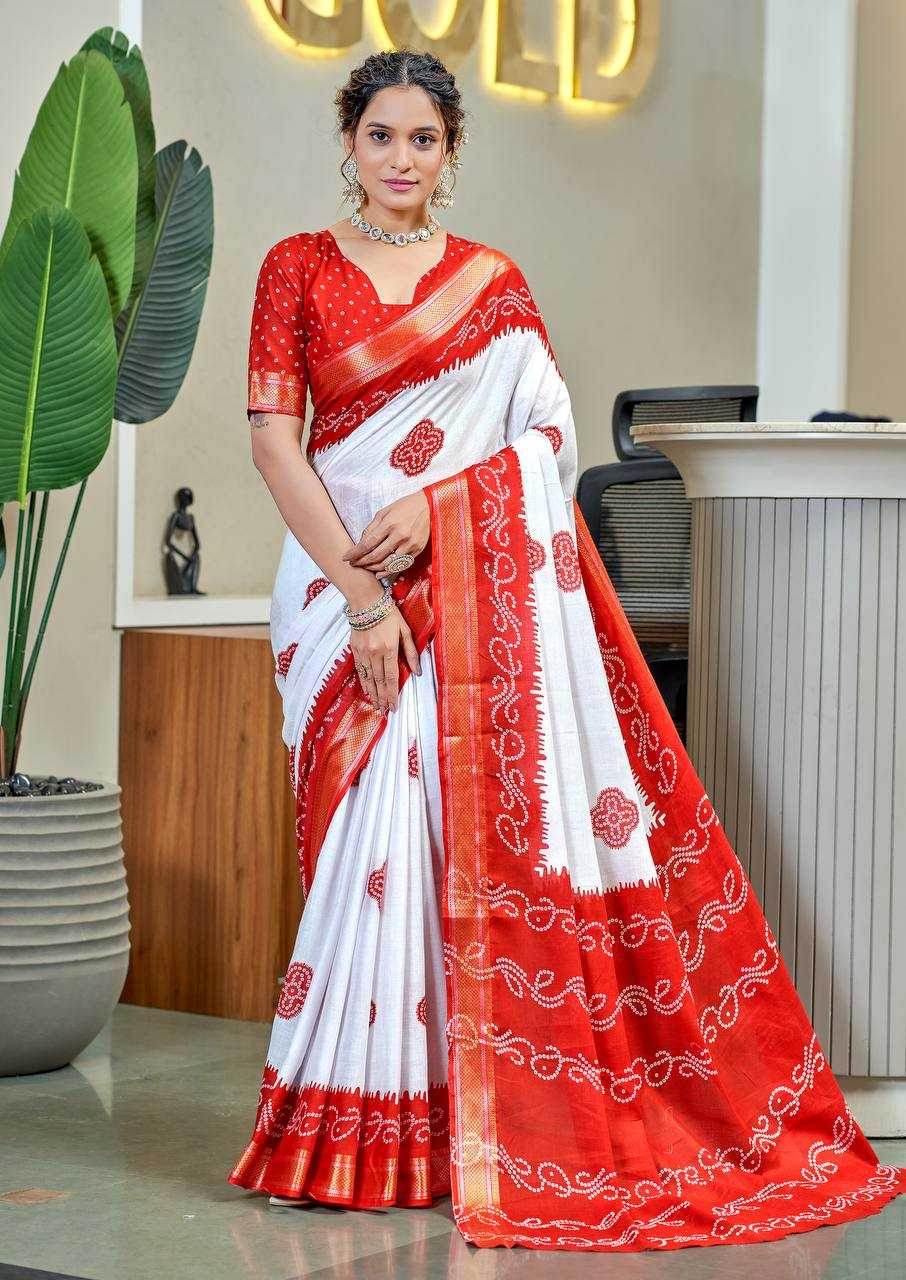 Bandhani Printed Cotton Sarees - MYLUXURY LANE ENTERPRISE